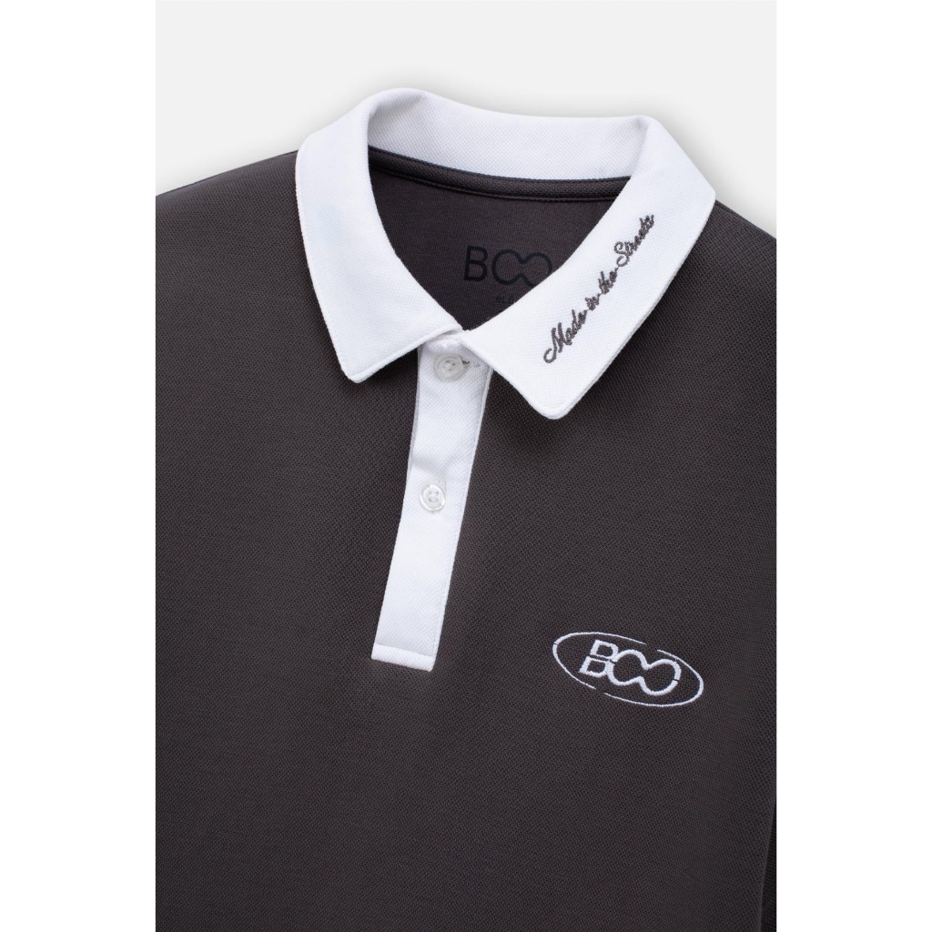 Áo Polo BOO Có Cổ Dáng Regular Phối Logo Nổi Bật Chất Liệu Pique Can Tay Phối Màu Trẻ Trung