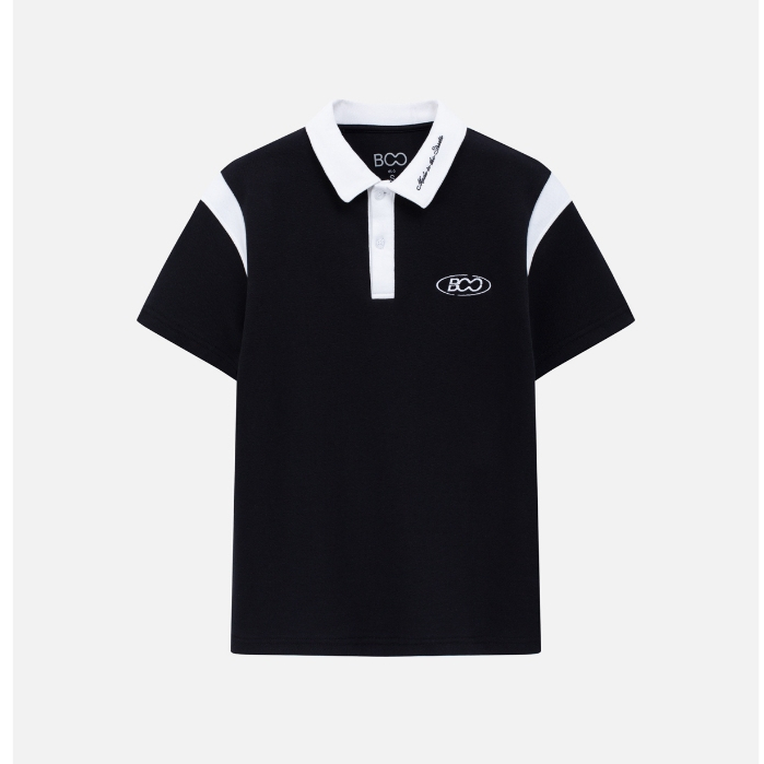 Áo Polo BOO Có Cổ Dáng Regular Phối Logo Nổi Bật Chất Liệu Pique Can Tay Phối Màu Trẻ Trung