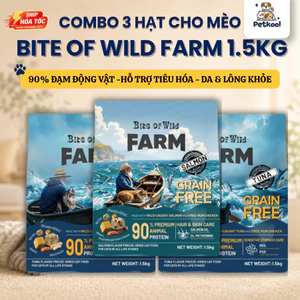 Combo 3 x Hạt cho mèo Bite Of Wild 1,5kg Vị Cá Ngừ, Cá Hồi, 90% Thịt Cá, 6 Loại Chất Xơ Không Ngũ Cốc Petkool