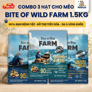 Combo 3 x Hạt cho mèo Bite Of Wild 1,5kg Vị Cá Ngừ, Cá Hồi, 90% Thịt Cá, 6 Loại Chất Xơ Không Ngũ Cốc Petkool