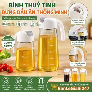 (U19) Bình Thuỷ Tinh Đựng Dầu Ăn, Nước Mắm, Gia Vị Nhà Bếp Tự Động Bật Nắp Thông Minh Tiện Lợi Khi Sử Dụng