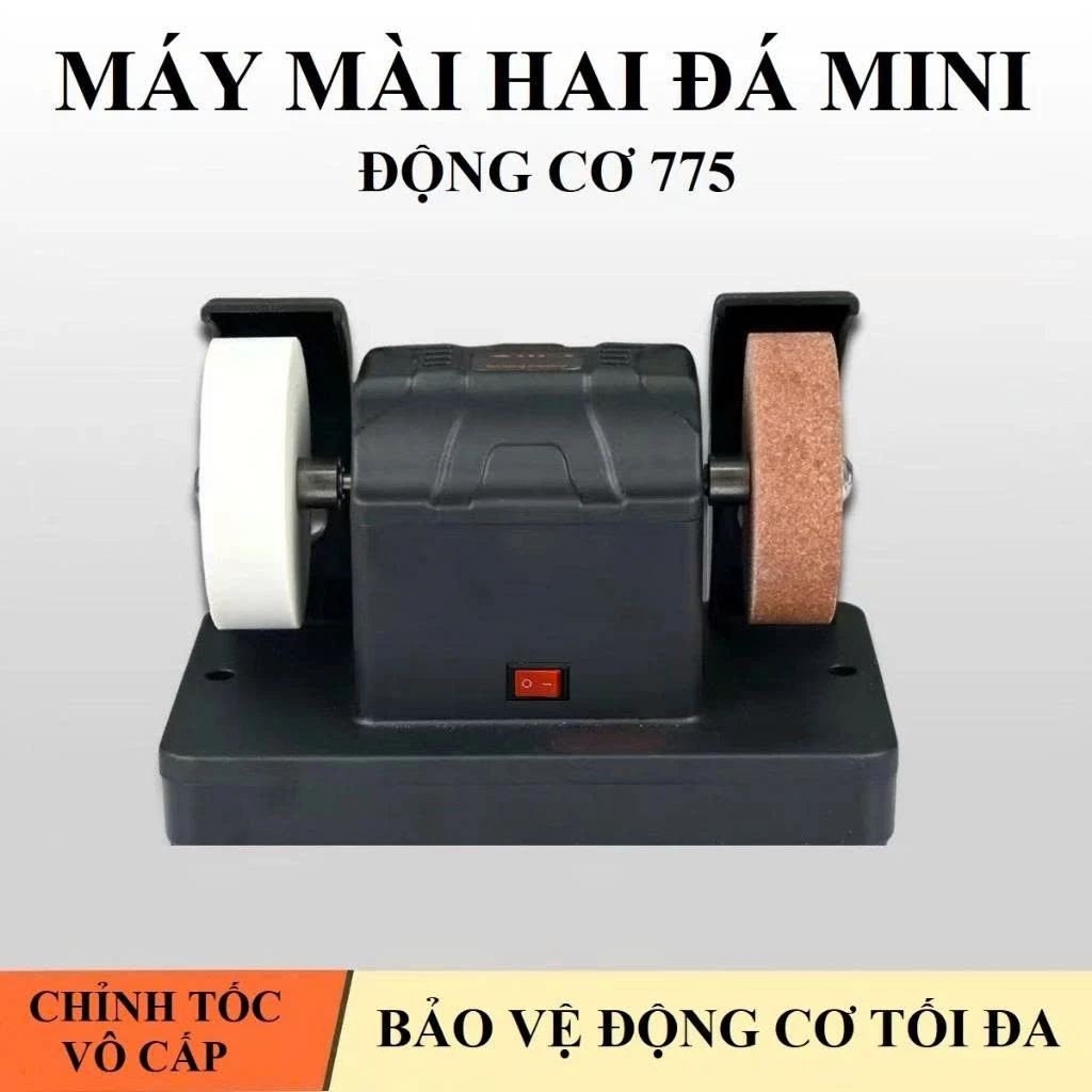 MÁY MÀI 2 ĐÁ MINI ĐEN 1 ĐÁ THÔ 1 ĐÁ MỊN, MÁY MÀI ĐA CHỨC NĂNG 7 MỨC ĐỘ, BẢO HÀNH 12 THÁNG