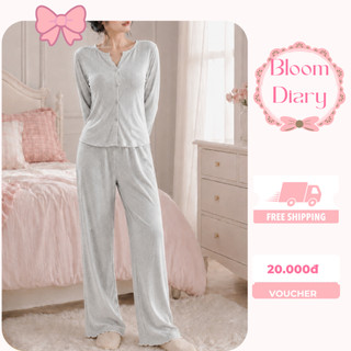 Bộ Mặc Nhà Nữ Áo Tay Dài Và Quần Dài Chất Thun Cotton Mềm Mịn Form Rộng Vừa, Bộ Đồ Ngủ Nữ Thu Đông Dễ Thương - BD020