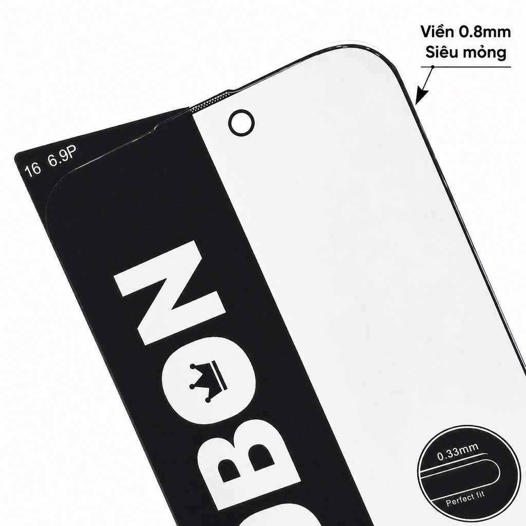 Kính iPhone GOR x KiNGBON MA-03 Chống Nhìn Trộm - Viền Đen Nhỏ 0.8mm KO bị Lẹm Vào Màn Hinh