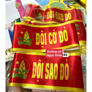 * Băng Đeo Tay Đội Cờ Đỏ Chất Satin Bóng Đẹp Combo 10 Băng tay sao đỏ,cờ đỏ kèm gim băng