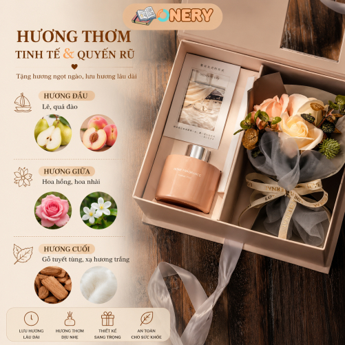 [SET QUÀ TẶNG  8/3 - TẶNG KÈM TÚI VÀ THIỆP] Tinh dầu khếch tán hương thơm kèm hoa Lụa