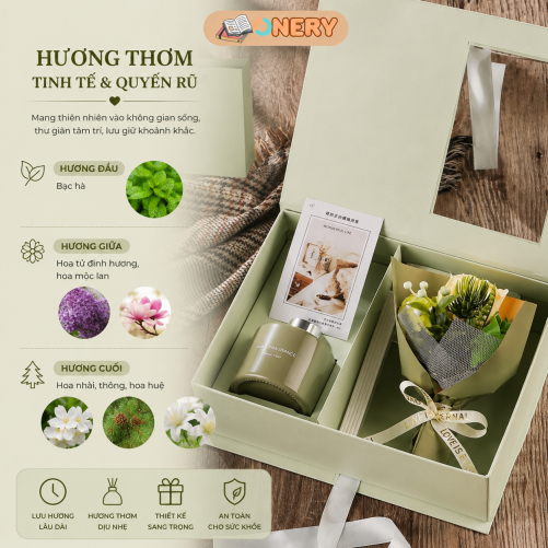 [SET QUÀ TẶNG  8/3 - TẶNG KÈM TÚI VÀ THIỆP] Tinh dầu khếch tán hương thơm kèm hoa Lụa