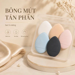 Set 5 Mút Tán Phấn Mini Kèm Hộp Đựng – Bông Mút Trang Điểm Mềm Mịn Che Khuyết Điểm NB8