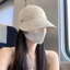 Mũ chống nắng mũ xô rộng vành có nút cài khẩu trang - Gập lại, điều chỉnh tiện lợi, chất liệu cotton.