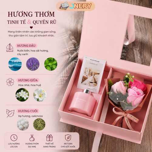 [SET QUÀ TẶNG  8/3 - TẶNG KÈM TÚI VÀ THIỆP] Tinh dầu khếch tán hương thơm kèm hoa Lụa
