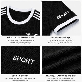 Bộ Sport Nam Cộc Tay Cổ Viền Năng Động Thấm Hút Mồ Hôi Tốt Full Size  BHN78