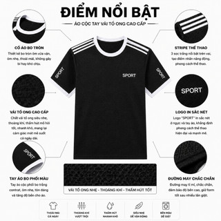 Bộ Sport Nam Cộc Tay Cổ Viền Năng Động Thấm Hút Mồ Hôi Tốt Full Size  BHN78