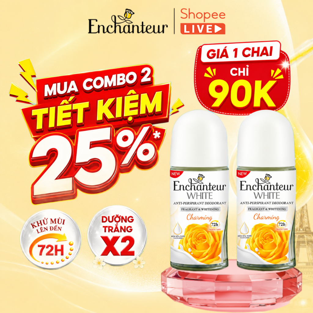 [DEBUT T7] Lăn khử mùi Serum / Trắng da / Hương nước hoa Enchanteur 50ml / 65ml - LIVE