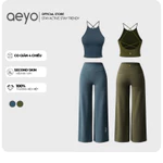 Set đồ tập gym yoga nữ Flora aeyo - bộ đồ thể thao tập gym yoga pilates quần ống suông, áo cổ yếm dây lưng chéo — ảnh 1
