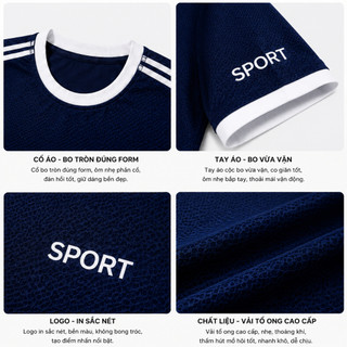 Bộ Hè SPORT Mới Nhất Năm 2026 Bộ Thể Thao Nam Cộc Tổ Ong Phối Viền Thời Trang co giãn 4 chiều BHN78