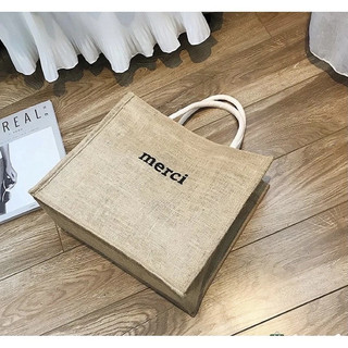 Túi Tote Vải Đay Merci Hàn Quốc | Túi Tote Nữ Vintage Đi Học Đi Làm Size Lớn Ulzzang