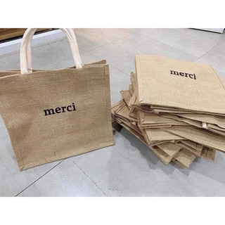 Túi Tote Vải Đay Merci Hàn Quốc | Túi Tote Nữ Vintage Đi Học Đi Làm Size Lớn Ulzzang