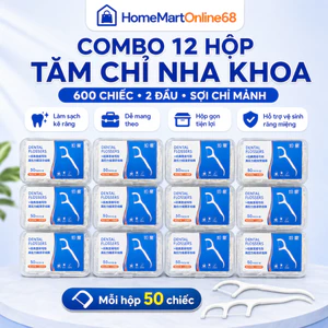 Combo 12 Hộp 600 Chiếc Tăm Chỉ Nha Khoa 2 Đầu Sợi Chỉ Mảnh, Tăm Chỉ Nha Khoa Vệ Sinh Kẽ Răng Chân Nướu