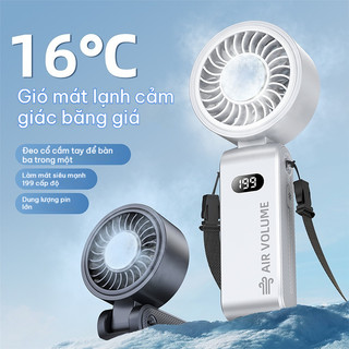 Quạt cầm tay G14 - Gập gọn đeo dây, 199 cấp độ điều chỉnh không giới hạn, nhỏ gọn tiện mang, làm mát bán dẫn