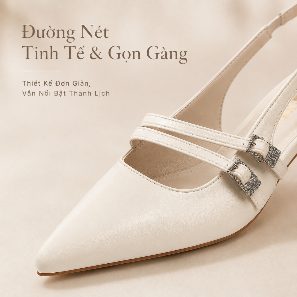 IKUNKA Giày Công Sở Nữ Sandal Cao Gót Mũi Vuông Quai Hậu Phong Cách Hàn Quốc 5cm