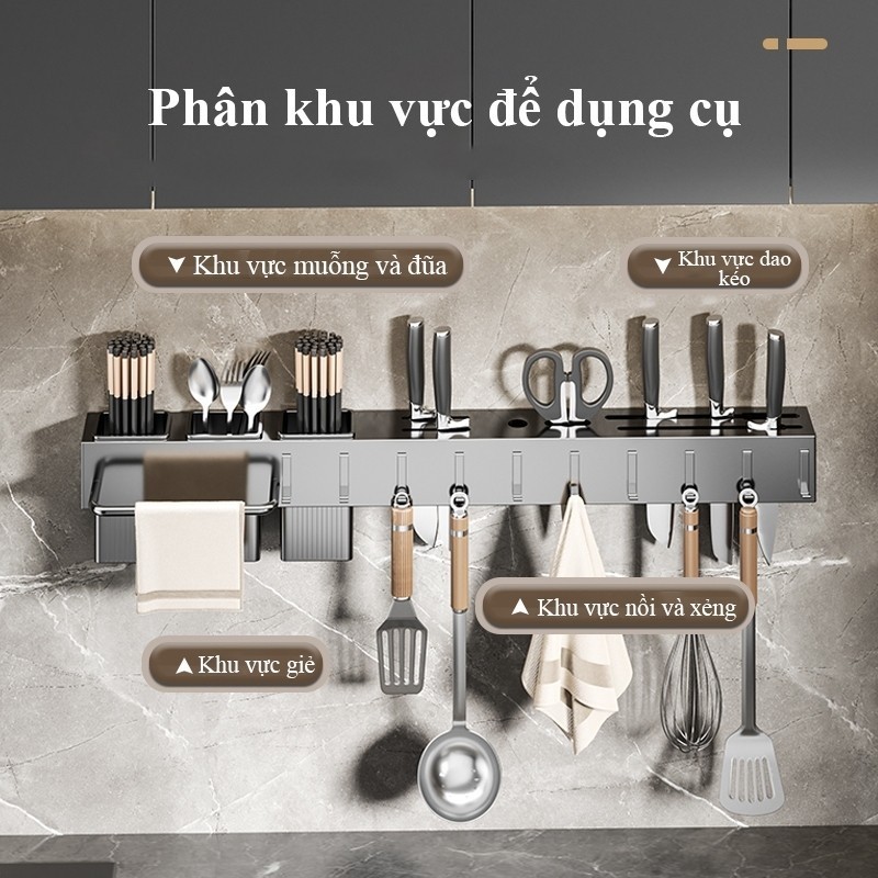 Giá Đựng Đũa Dao Nĩa Đa Năng 4 Trong 1 Thép Carbon, Kệ Bếp Gọn Gàng, Tiện Lợi Cho Nhà Bếp
