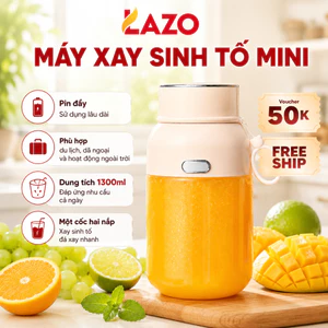 Máy xay sinh tố mini 1300ml Lazo, cốc xay cầm tay nhỏ gọn sạc Type-C xay trái cây nước ép đa năng