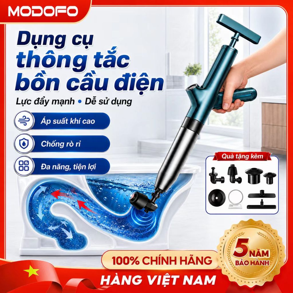MODOFO Súng Thông Bồn Cầu, Chậu Rửa Bát, Bồn Tắm Khí Nén AGT Cực Mạnh 8kg Thép Không Gỉ