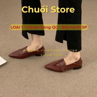 Giày bệt nữ da PU tổng hợp dệt vải đế cao su cao cấp thanh lịch sang trọng quý phái