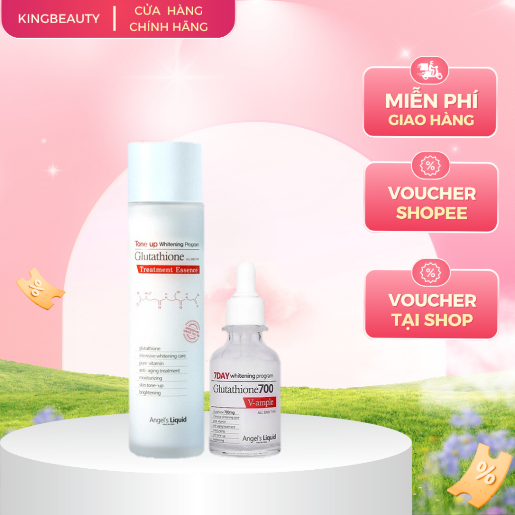 Combo Dưỡng Da Trắng Sáng Angel's Liquid 7DAY Whitening Program Glutathione 700V ( Toner 150ml + Serum 30ml)