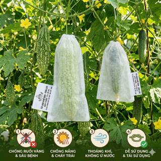 Combo 100 Túi Vải Bọc Bầu, Bí, Mướp, Dưa Leo, Các Loại Trái Cây - Có Dây Buộc Nút Cài Tiện Lợi