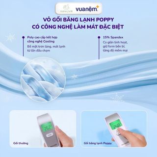 Gối ôm ngủ cho bé Vua Nệm Goodnight Poppy, Gối ôm vải mát cooling mùa hè 45x120cm gòn bông mềm mại