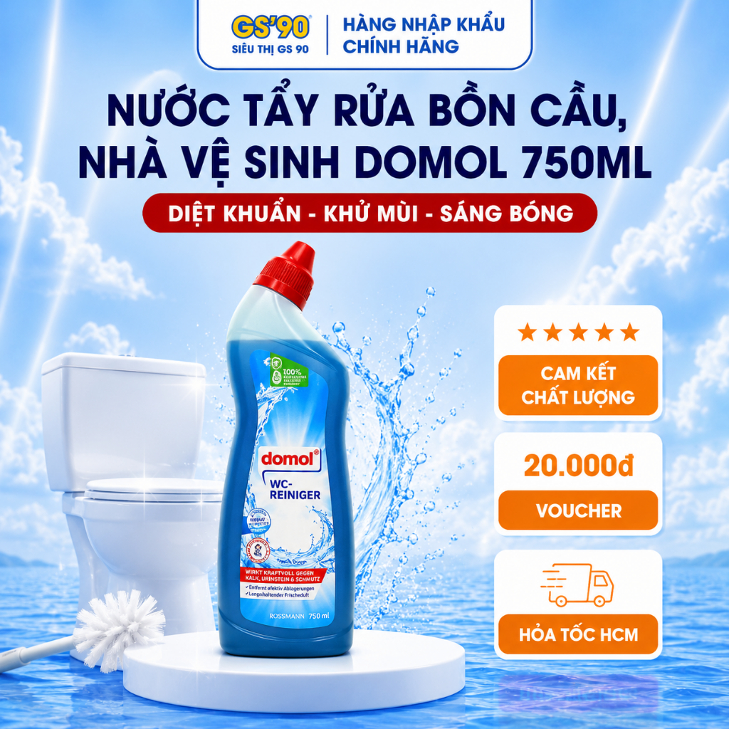 Nước Tẩy Rửa Bồn Cầu Nhà Vệ Sinh Domol 750ml Sạch Cặn Khử Mùi Hàng Chính Hãng