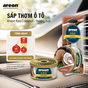 Sáp Thơm Ô Tô AREON Ken Coconut Nhập Khẩu Bulgaria-Sáp Gel Cao Cấp,Hương Dừa,Khử Mùi Nội Thất Xe Hơi