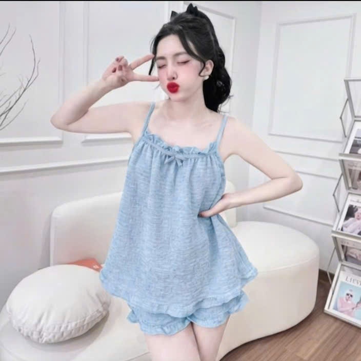 đồ ngủ Đồ ngủ nữ BIGSIZE chất liệu đũi thoáng mát, bộ đồ ngủ pyjama mặc ở
