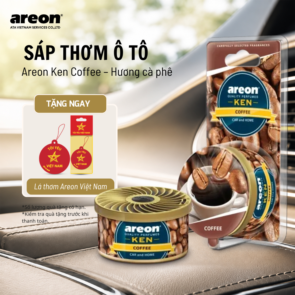 Sáp Thơm Ô Tô Cao Cấp AREON Hương Cà Phê Chính Hãng - Hương Coffee Đậm Đà, Làm mới không gian xe hơi