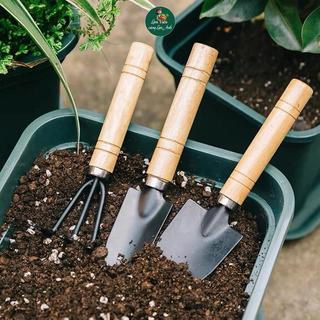 COMBO 3 MÓN Dụng Cụ Làm Vườn Mini Cán Gỗ Chắc Chắn Trồng Cây Cảnh, Làm Vườn, Tiện Lợi