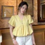 Áo Kiểu Nữ Tay Phồng Cổ V Cài Cúc Họa Tiết Hoa Nhí, Áo Babydoll Dáng Xòe Che Bụng Tôn Dáng Cực Đẹp GU STORE