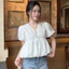 Áo Kiểu Nữ Tay Phồng Cổ V Cài Cúc Họa Tiết Hoa Nhí, Áo Babydoll Dáng Xòe Che Bụng Tôn Dáng Cực Đẹp GU STORE