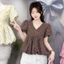 Áo Kiểu Nữ Tay Phồng Cổ V Cài Cúc Họa Tiết Hoa Nhí, Áo Babydoll Dáng Xòe Che Bụng Tôn Dáng Cực Đẹp GU STORE