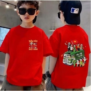 Áo cờ đỏ sao vàng Việt Nam, áo thun yêu nước cho bé và gia đình bản đặc biệt áo đen cotton premium