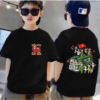 Áo cờ đỏ sao vàng Việt Nam, áo thun yêu nước cho bé và gia đình bản đặc biệt áo đen cotton premium