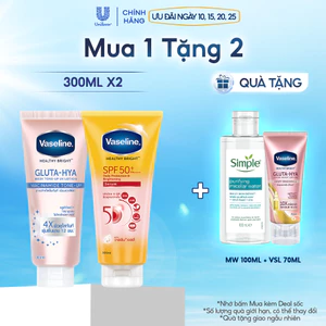 Combo Dưỡng Thể Vaseline Chống Nắng & Dưỡng Sáng 300mlx2