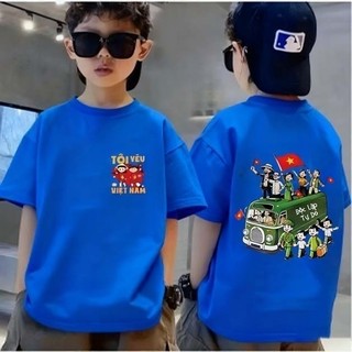Áo cờ đỏ sao vàng Việt Nam, áo thun yêu nước cho bé và gia đình bản đặc biệt áo đen cotton premium