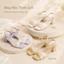 IKUNKA Giày sandal nữ cao gót 4cm gót vuông mũi vuông quai hậu thanh lịch