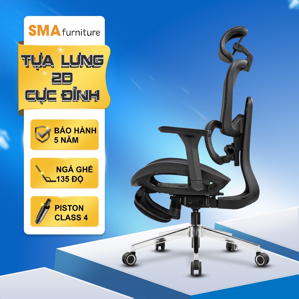 Ghế công thái học SMA Furniture Mirai Pro/ Ultra, Tựa lưng điều chỉnh, tay vịn 4D, Piston class 4 | BigBuy360 - bigbuy360.vn