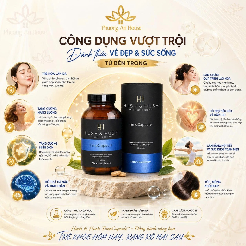 Viên Uống Ngăn Ngừa Lão Hóa Hush & Hush Time Capsule 60 viên