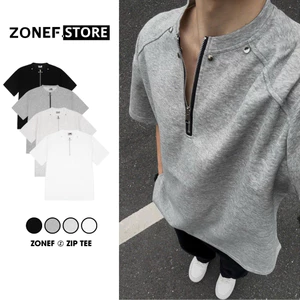 Áo Thun Cổ Zip ZONEF STORE Form Oversize, Áo Phông Nam Nữ Unisex Chất Cotton Hàn Mềm Mịn Co Giãn AD