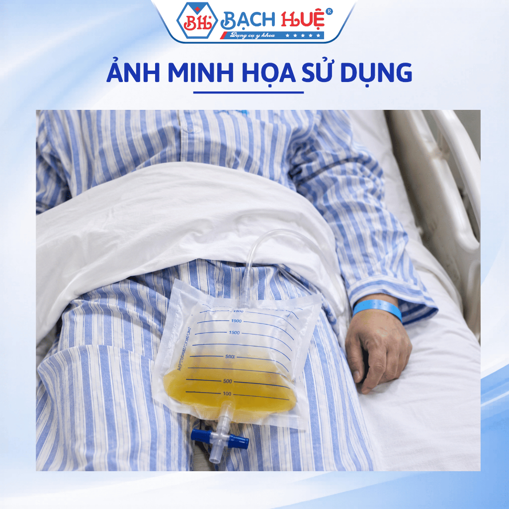 Túi Chứa Nước Tiểu 2000ml Van Chữ T Có Dây Treo Tiện Lợi – Túi Đựng Nước Tiểu Y Tế