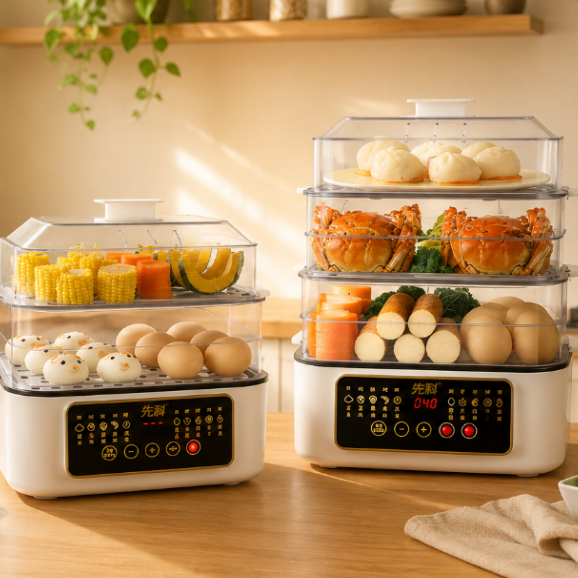 Nồi Hấp Điện Cao Cấp 32L Đa Chức Năng 3 Tầng Inox, Công Suất Lớn BH 12 Tháng, Có Hẹn Giờ U21