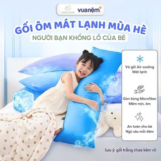 Gối ôm ngủ cho bé Vua Nệm Goodnight Poppy, Gối ôm vải mát cooling mùa hè 45x120cm gòn bông mềm mại